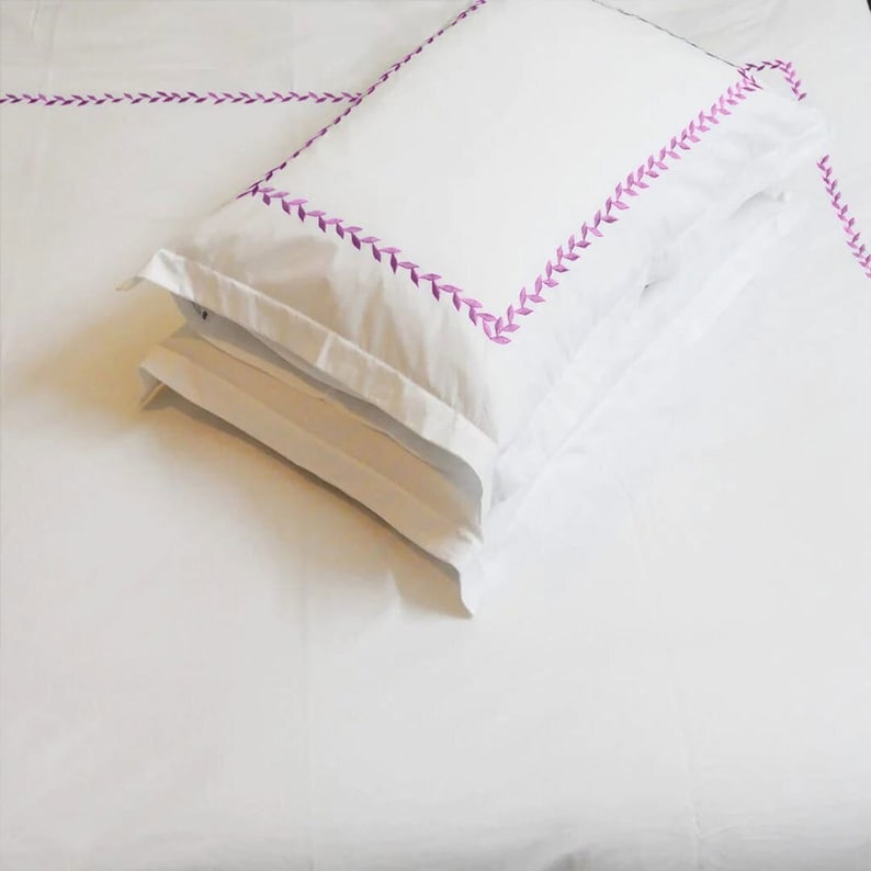 Willow Leaves - Pure Linen Embroidered Edge Duvet Cover Sets