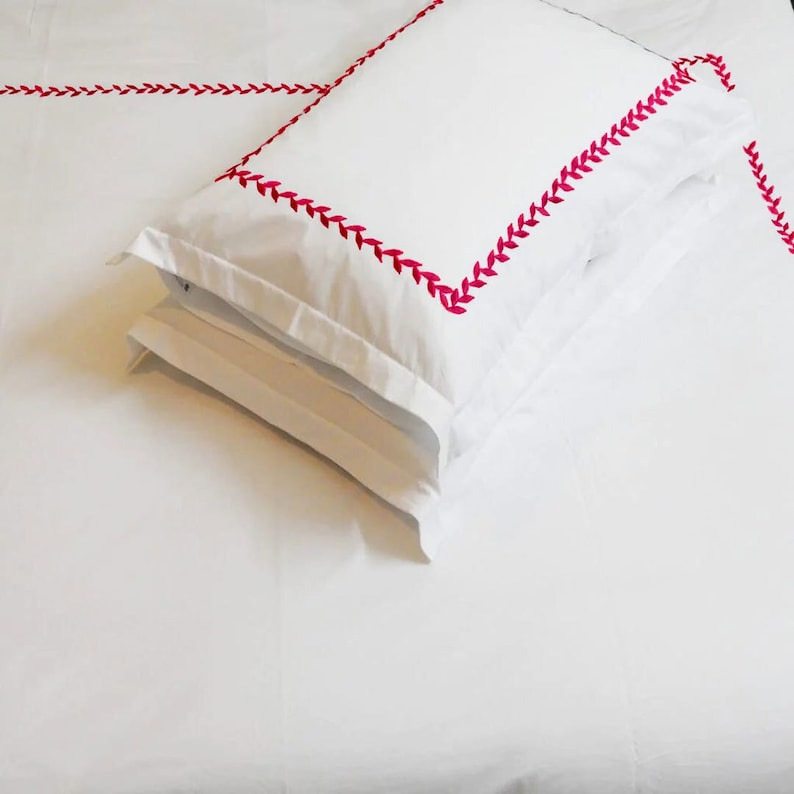 Willow Leaves - Pure Linen Embroidered Edge Duvet Cover Sets