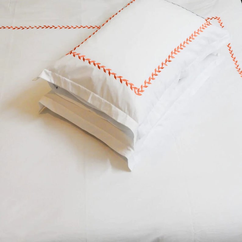 Willow Leaves - Pure Linen Embroidered Edge Duvet Cover Sets